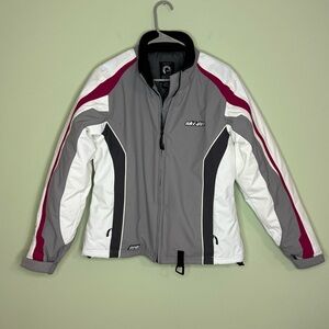 Vintage Ski Doo snow mobile ski snowboard winter jacket woman M coat gray